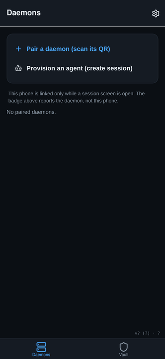 ValetFS Daemons screen