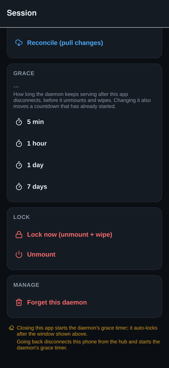 Grace window options: 5 minutes, 1 hour, 1 day, 7 days